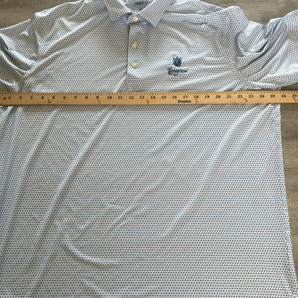 Johnnie O Polo Shirt Men's Xl Blue/White Golf Print Longview Logo - Picture 5 of 8
